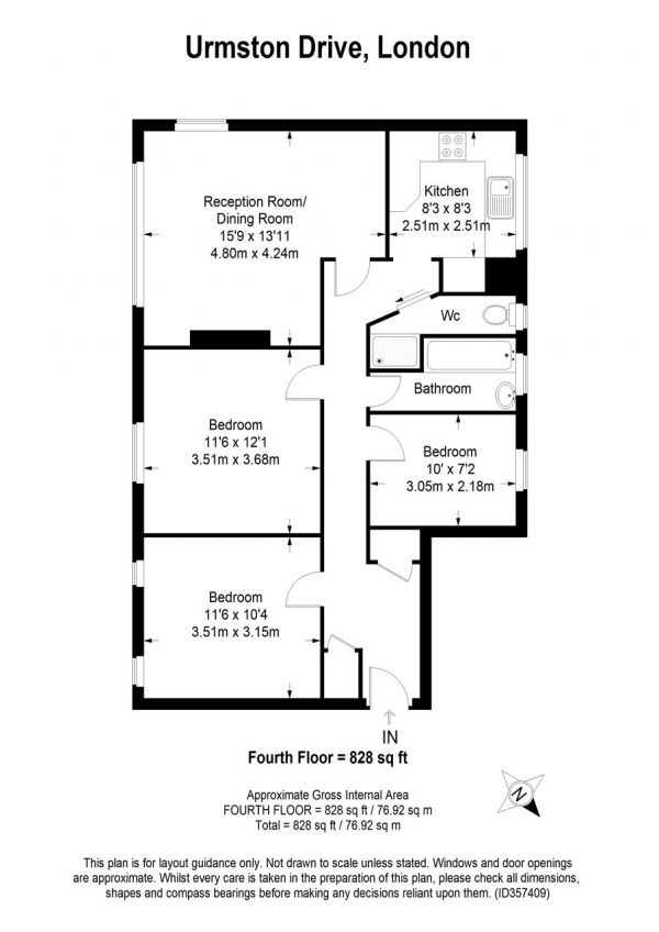 Floor Plan Image for 3 Bedroom Apartment for Sale in Urmston Drive, Southfields