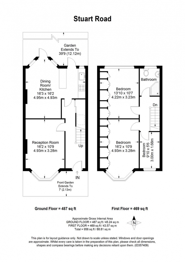 Floor Plan Image for 3 Bedroom Terraced House for Sale in Stuart Road, Wimbledon Park