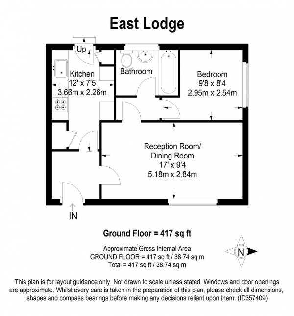 Floor Plan Image for 1 Bedroom Apartment for Sale in East Lodge, Inner Park Road, Southfields