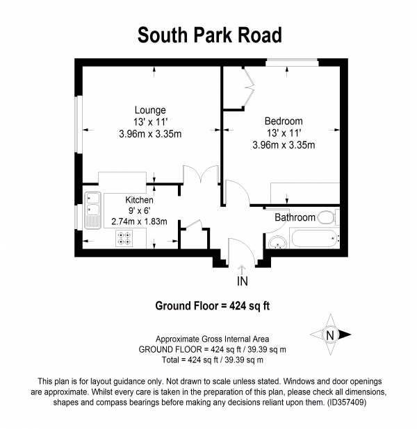 Floor Plan Image for 1 Bedroom Apartment to Rent in South Park Road, Wimbledon