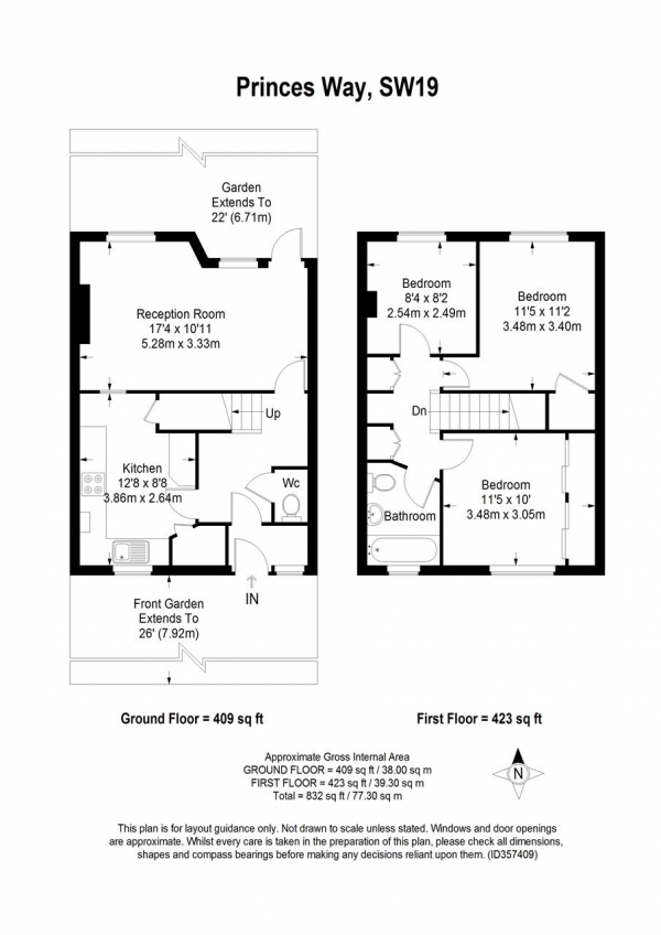 Floor Plan Image for 3 Bedroom Apartment for Sale in Princes Way, Southfields