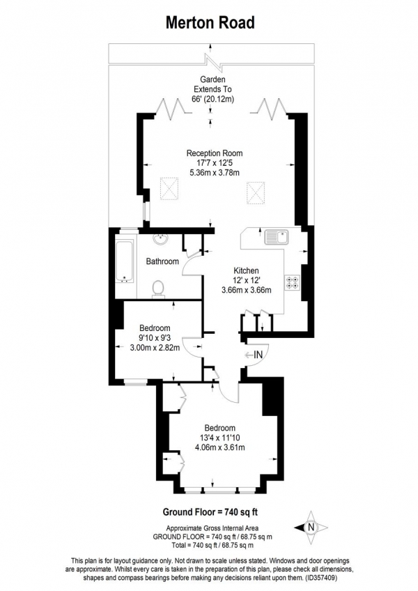 Floor Plan Image for 2 Bedroom Apartment for Sale in Merton Road, Wimbledon