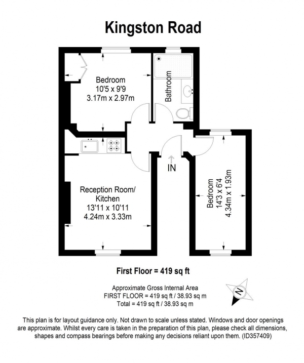 Floor Plan Image for 1 Bedroom Apartment for Sale in Kingston Road, London