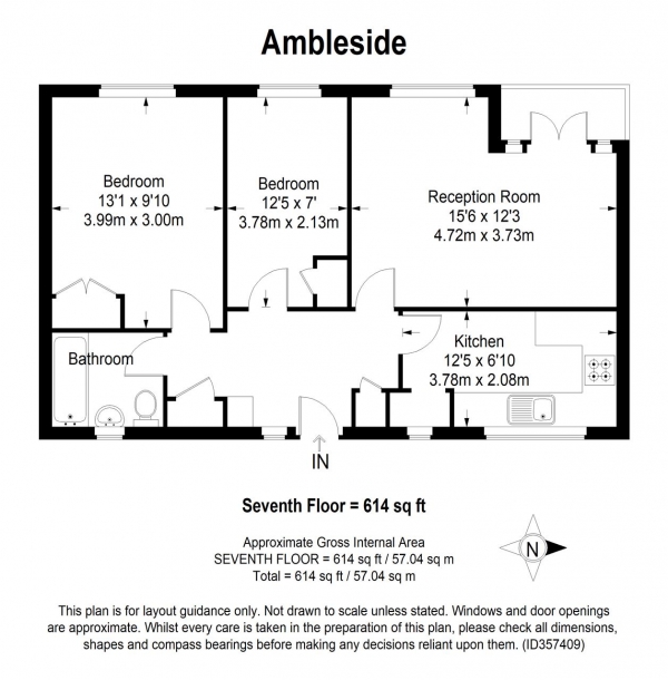 Floor Plan Image for 2 Bedroom Apartment to Rent in Ambleside, Albert Drive, London