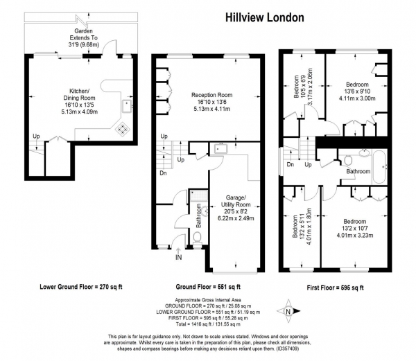 Floor Plan Image for 4 Bedroom Terraced House for Sale in Hillview, West Wimbledon