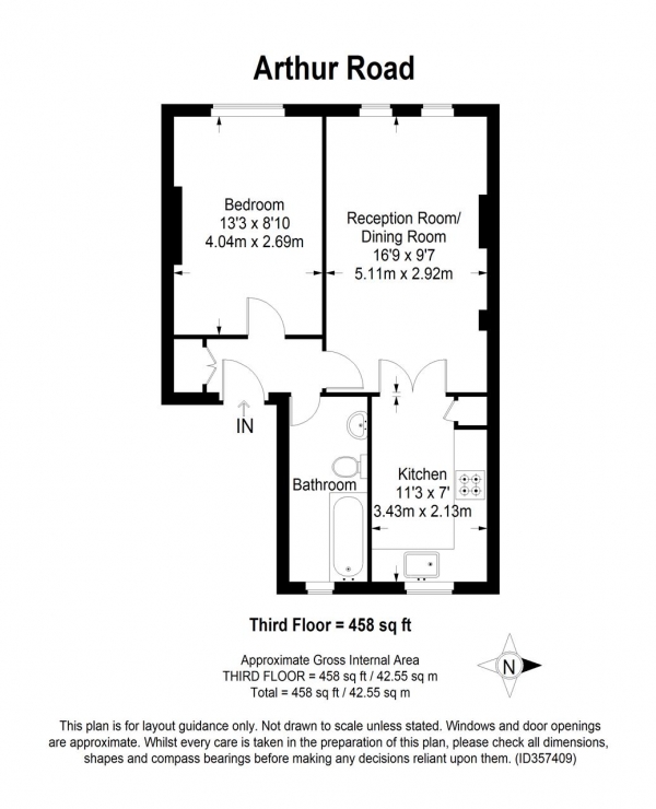 Floor Plan Image for 1 Bedroom Apartment for Sale in Arthur Road, Wimbledon Park