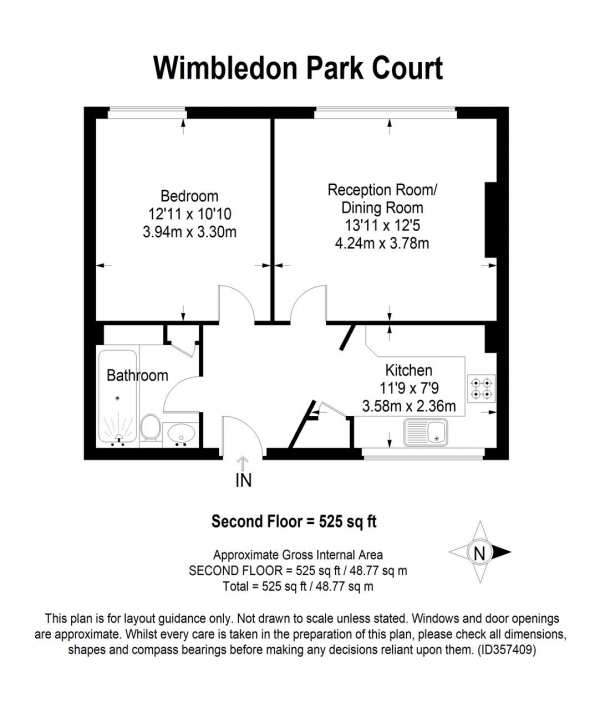 Floor Plan Image for 1 Bedroom Apartment for Sale in Wimbledon Park Court, Wimbledon Park Road, London