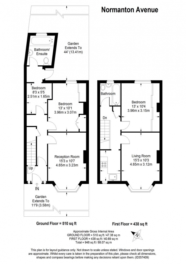 Floor Plan Image for 3 Bedroom Terraced House for Sale in Normanton Avenue, Wimbledon Park