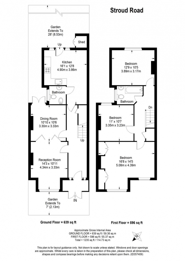 Floor Plan Image for 3 Bedroom Terraced House for Sale in Stroud Road, Wimbledon Park