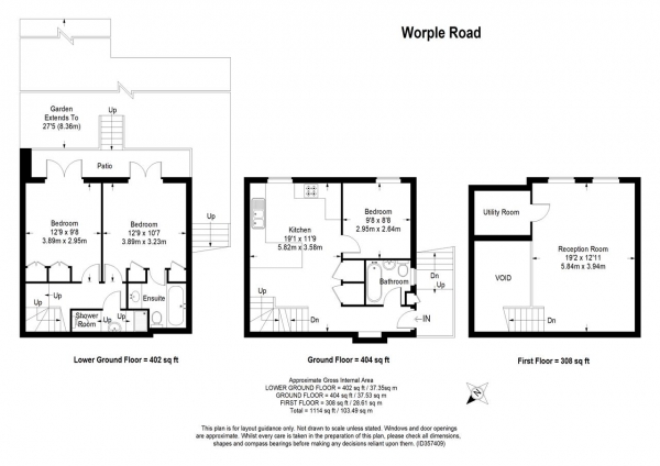 Floor Plan Image for 3 Bedroom Semi-Detached House for Sale in Worple Road, London