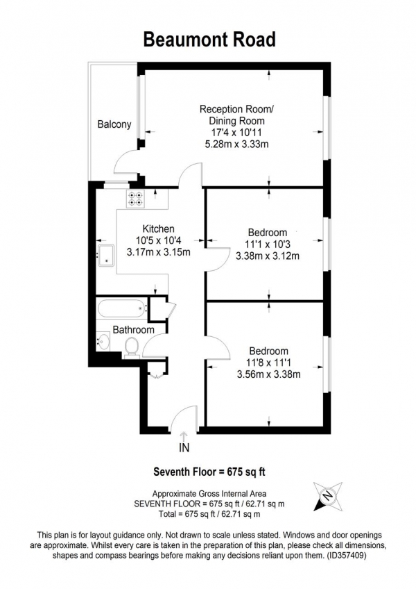 Floor Plan Image for 2 Bedroom Apartment for Sale in Beaumont Road, Southfields