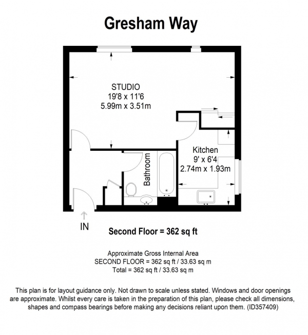 Floor Plan Image for Studio for Sale in Gresham Way, Wimbledon Park