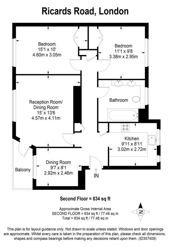 Floor Plan Image for 3 Bedroom Apartment for Sale in Ricards Road, Wimbledon