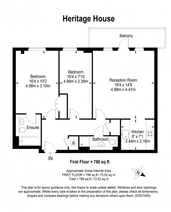 Floor Plan Image for 2 Bedroom Apartment for Sale in Heritage House, 21 Inner Park Road, Southfields