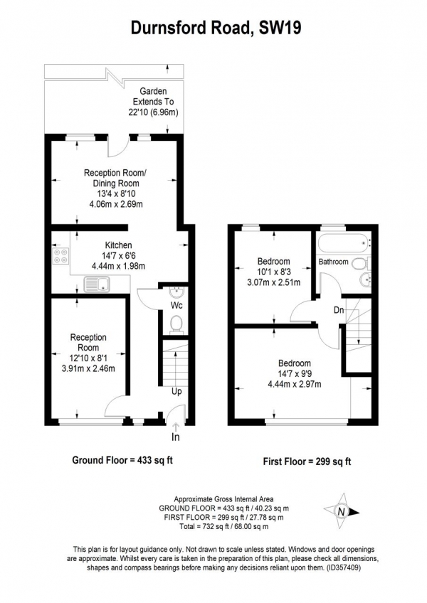 Floor Plan Image for 2 Bedroom Terraced House for Sale in Durnsford Road, Wimbledon