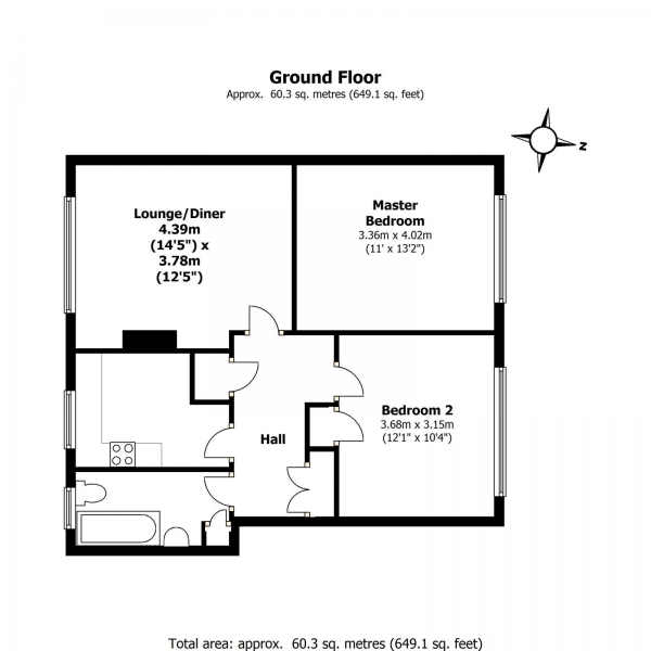 Floor Plan Image for 2 Bedroom Apartment for Sale in Augustus Road, Southfields, Southfields