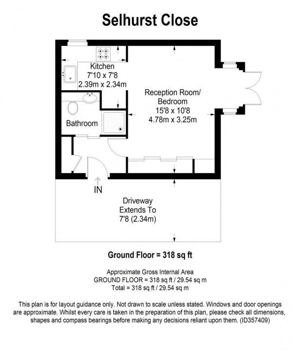 Floor Plan Image for Studio for Sale in Selhurst Close, Southfields