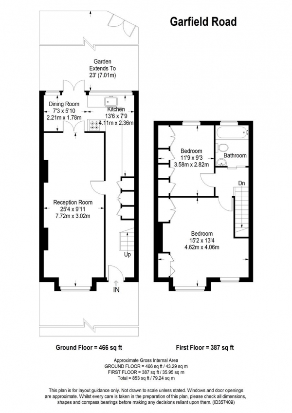 Floor Plan Image for 2 Bedroom Terraced House for Sale in Garfield Road, Wimbledon