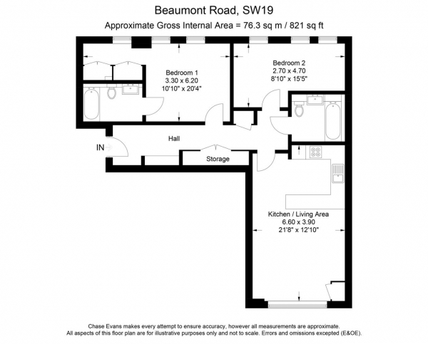 Floor Plan Image for 2 Bedroom Apartment to Rent in Rosewater Court, 129 Beaumont Road, London