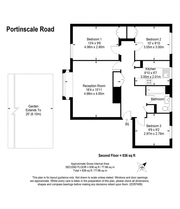 Floor Plan Image for 3 Bedroom Apartment for Sale in Portinscale Road, London