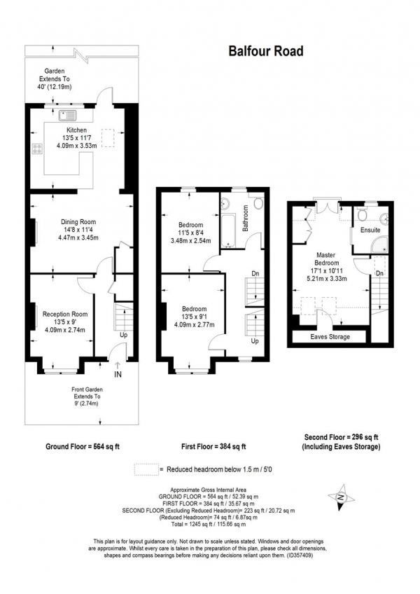 Floor Plan Image for 3 Bedroom End of Terrace House for Sale in Balfour Road, Wimbledon