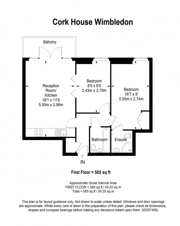 Floor Plan Image for 2 Bedroom Apartment to Rent in Cork House, 5 Durnsford Road, London