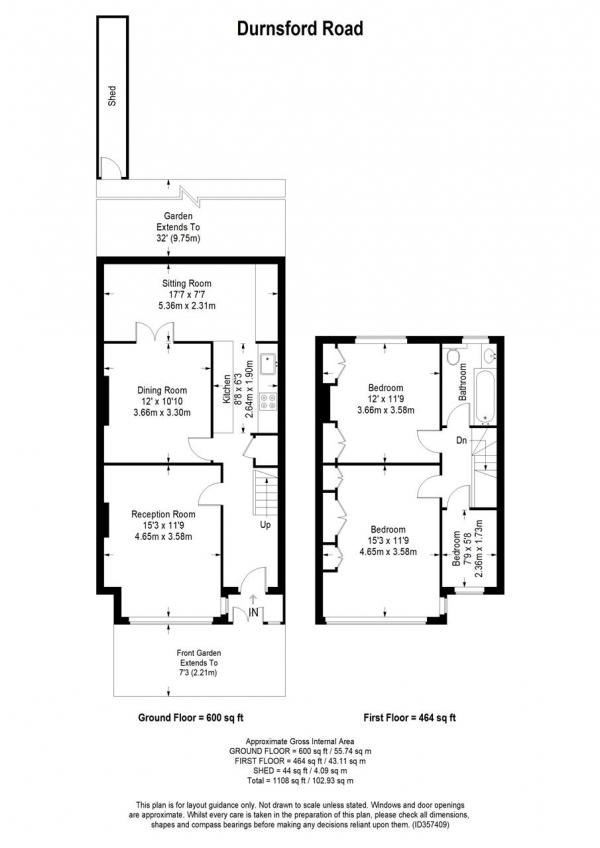 Floor Plan Image for 3 Bedroom Terraced House for Sale in Durnsford Road, Wimbledon Park