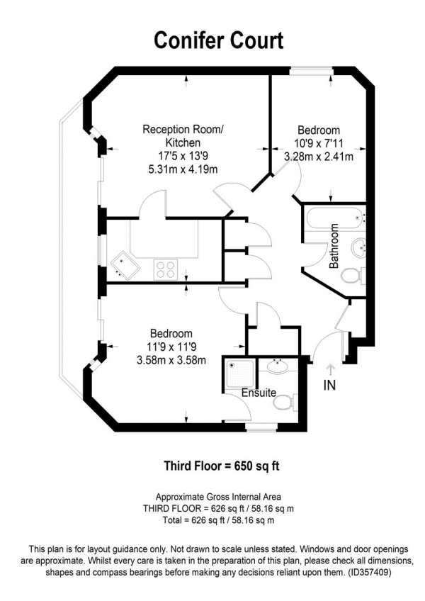 Floor Plan Image for 2 Bedroom Apartment for Sale in Conifer Court, Inner Park Road, Southfields