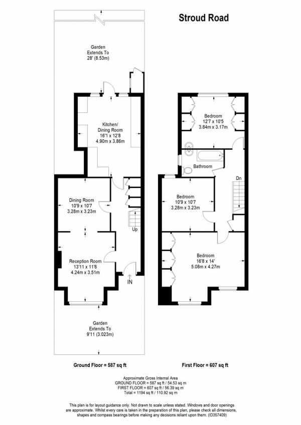 Floor Plan Image for 3 Bedroom Terraced House for Sale in Stroud Road, Wimbledon Park