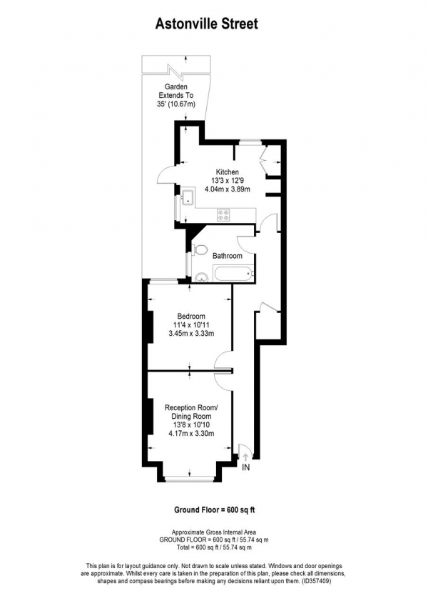 Floor Plan Image for 1 Bedroom Apartment for Sale in Astonville Street, Southfields