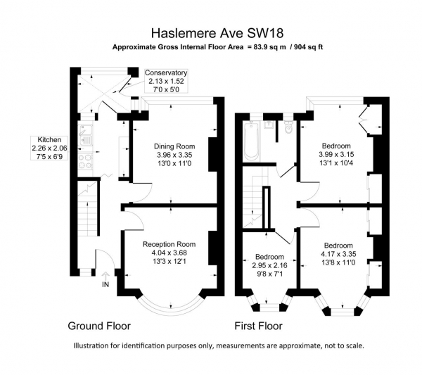 Floor Plan Image for 3 Bedroom Terraced House for Sale in Haslemere Avenue, Wimbledon Park