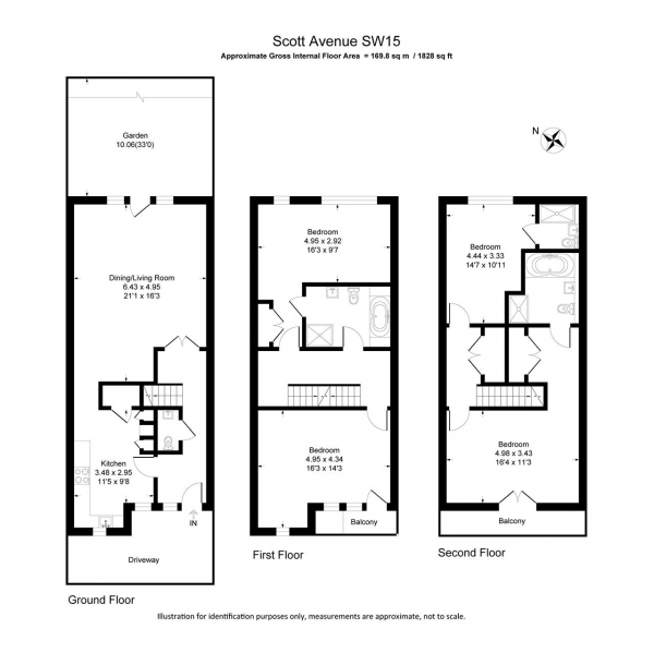 Floor Plan Image for 4 Bedroom Town House for Sale in Scott Avenue, Whitelands Park, Putney