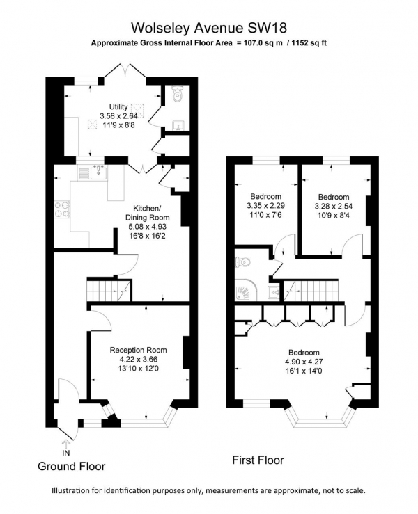 Floor Plan Image for 3 Bedroom Terraced House for Sale in Wolseley Avenue, Wimbledon Park