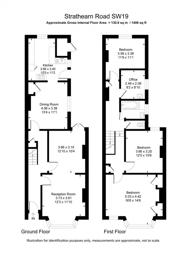 Floor Plan Image for 4 Bedroom End of Terrace House for Sale in Strathearn Road, Wimbledon Park