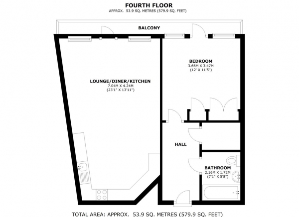 Floor Plan Image for 1 Bedroom Apartment for Sale in Batsford House, 35 Durnsford Road, Wimbledon