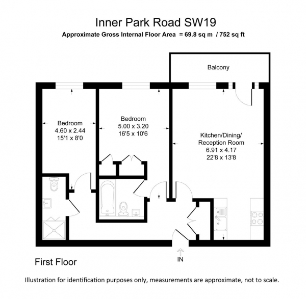 Floor Plan Image for 2 Bedroom Apartment for Sale in Heritage House, 21 Inner Park Road, Southfields