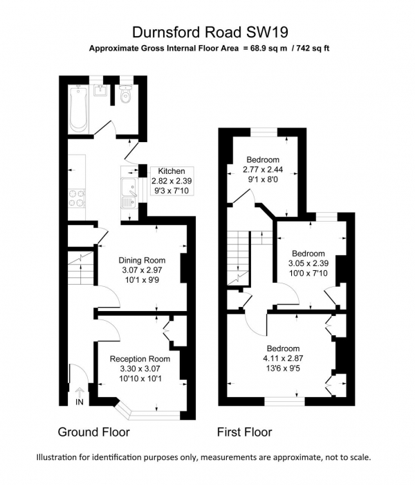 Floor Plan Image for 3 Bedroom Terraced House for Sale in Durnsford Road, Wimbledon