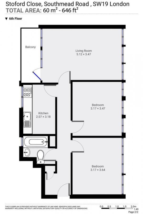 Floor Plan Image for 2 Bedroom Apartment for Sale in Stoford Close, Southfields