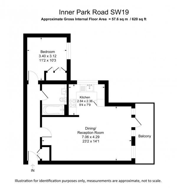 Floor Plan Image for 1 Bedroom Apartment for Sale in Heritage House, 21 Inner Park Road, Southfields