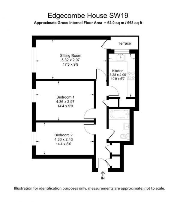 Floor Plan Image for 2 Bedroom Apartment for Sale in Edgecombe House, Whitlock Drive, Southfields