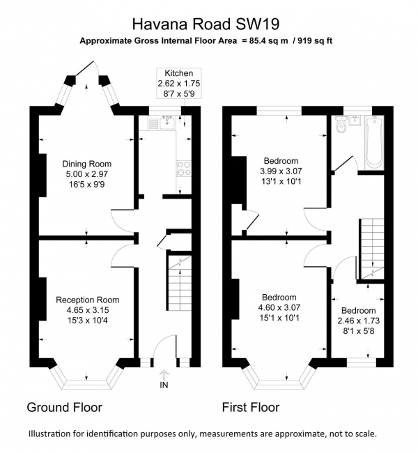 Floor Plan Image for 3 Bedroom Terraced House for Sale in Havana Road, London