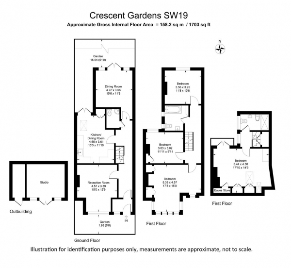 Floor Plan Image for 4 Bedroom Terraced House to Rent in Crescent Gardens, London