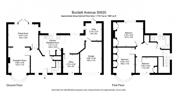 Floor Plan Image for 3 Bedroom Semi-Detached House for Sale in Burdett Avenue, London