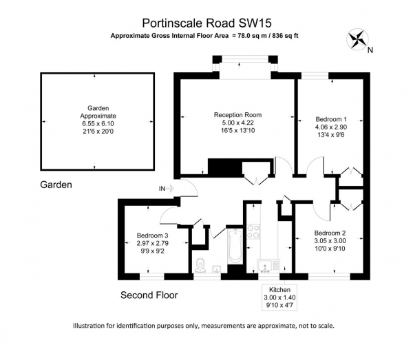 Floor Plan Image for 3 Bedroom Apartment for Sale in Portinscale Road, London