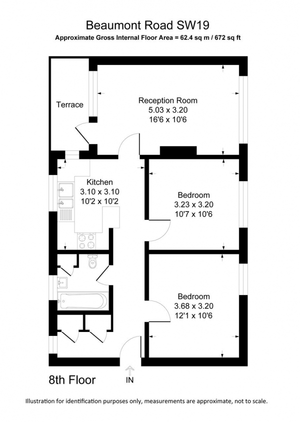 Floor Plan Image for 2 Bedroom Apartment for Sale in Beaumont Road, Southfields