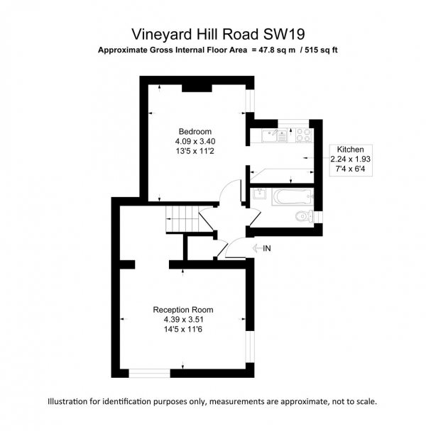 Floor Plan Image for 1 Bedroom Apartment for Sale in Vineyard Hill Road, Wimbledon Park