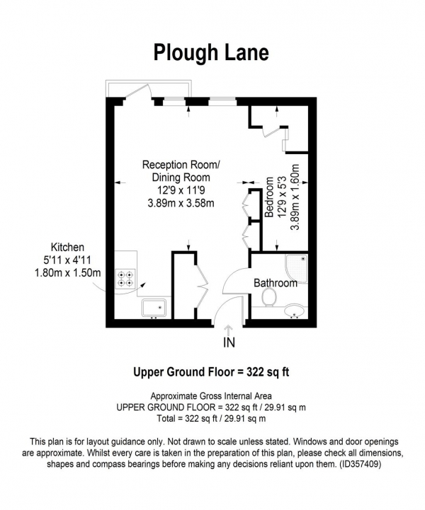 Floor Plan Image for Studio for Sale in Plough Lane, The Sanctuary, London