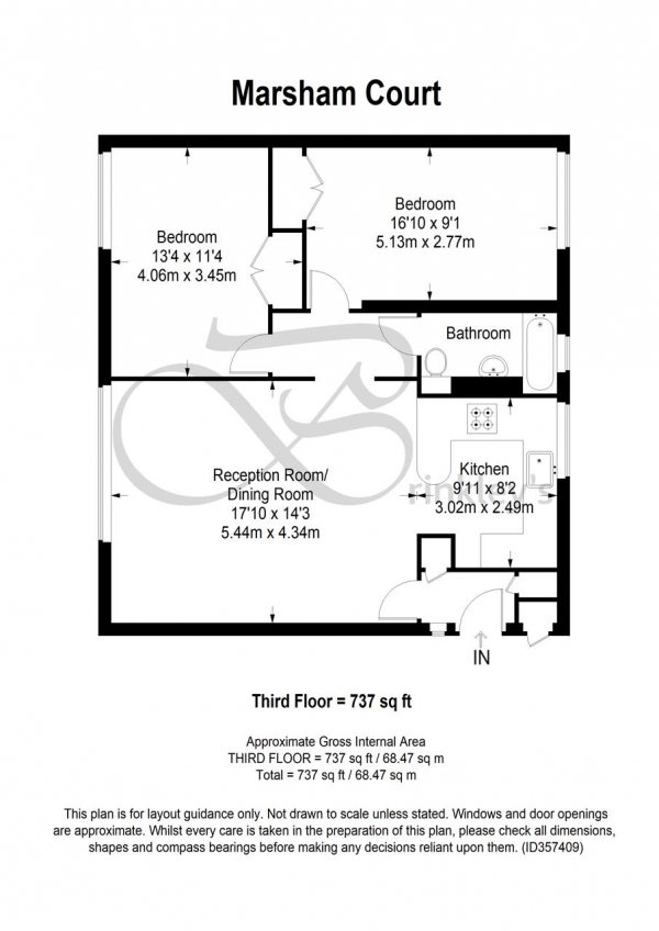 Floor Plan Image for 2 Bedroom Apartment for Sale in Marsham Court, Victoria Drive, London