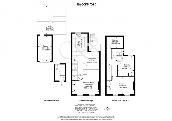 Floor Plan Image for 3 Bedroom Maisonette to Rent in Haydons Road, London