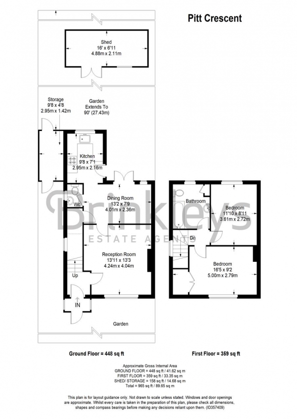 Floor Plan Image for 2 Bedroom End of Terrace House for Sale in Pitt Crescent, Wimbledon Park